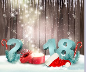 christmas background with 2018 year and magic box vector