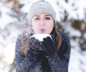 girl holding the snowflake Stock Photo