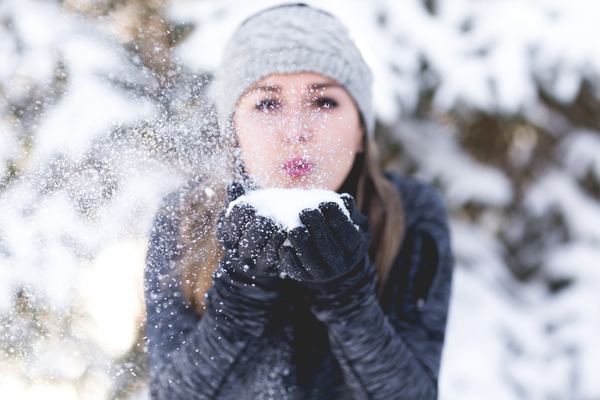 girl holding the snowflake Stock Photo