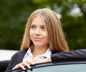 girl staring ahead Stock Photo