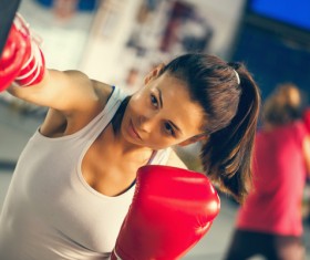 girl who practices boxing Stock Photo 01