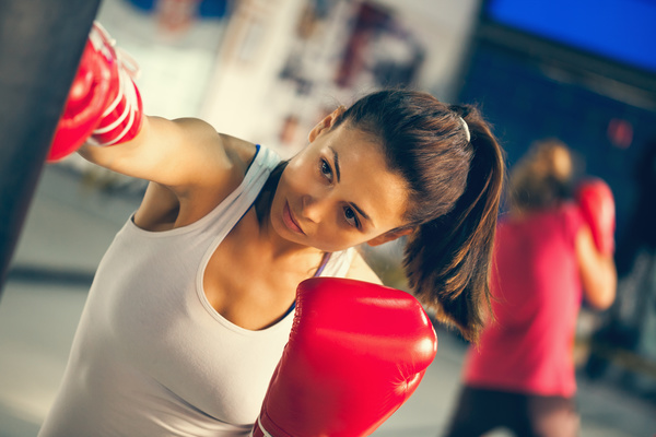 girl who practices boxing Stock Photo 01