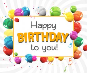 happy birthday card with colored balloons vector material 01