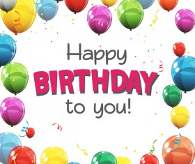 happy birthday card with colored balloons vector material 02