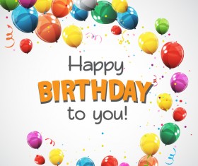 happy birthday card with colored balloons vector material 03