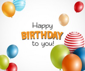 happy birthday card with colored balloons vector material 04