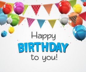 Happy birthday card with shiny colored balloons vector free download