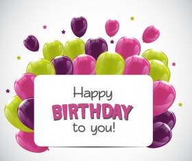 happy birthday card with colored balloons vector material 06