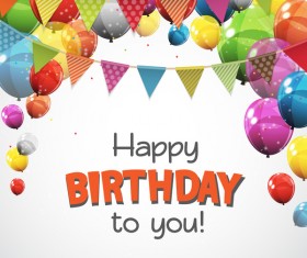 happy birthday card with colored balloons vector material 07