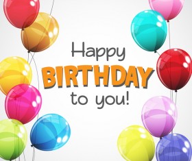 happy birthday card with colored balloons vector material 09