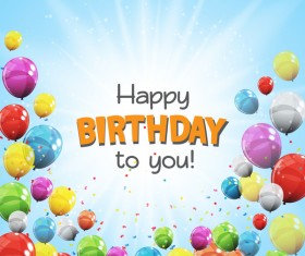 happy birthday card with colored balloons vector material 10