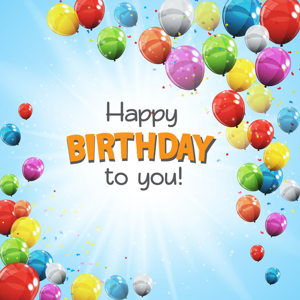 happy birthday card with colored balloons vector material 11