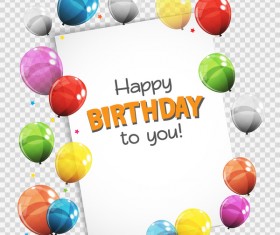 happy birthday card with colored balloons vector material 12