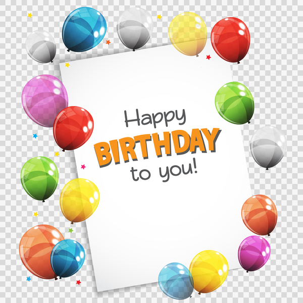 happy birthday card with colored balloons vector material 12