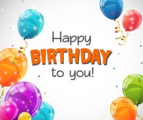 happy birthday card with colored balloons vector material 13