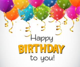 happy birthday card with colored balloons vector material 14