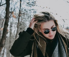 have on scarves fashion girl Stock Photo