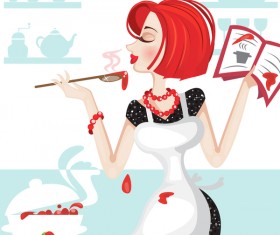 housewife with cooking vector