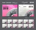 Desk Calendar 2018 template design with pink cover vector 01 free download