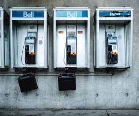 public telephone booths Stock Photo