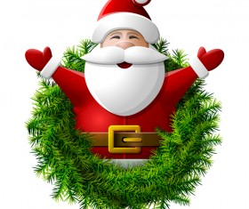 santa claus with pine wreath vector