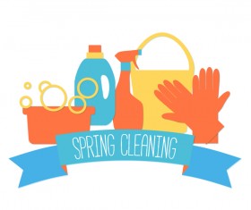 spring cleaning labels with banner vector