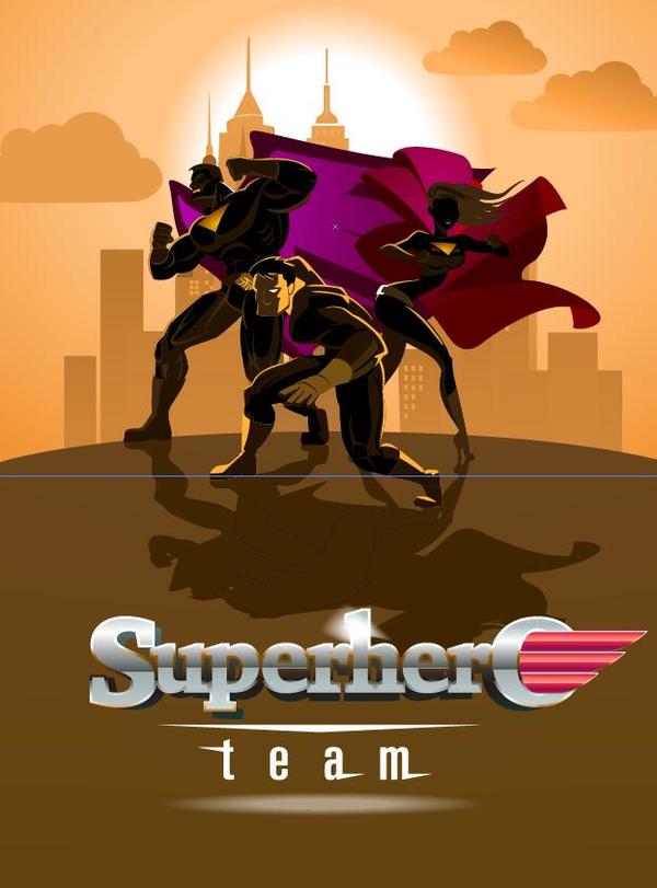 superhero team poster design vector 02
