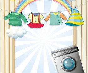 washing machine with baby clothes vector