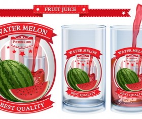 watermelon juice labels design vector 01