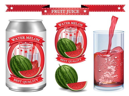 watermelon juice labels design vector 02
