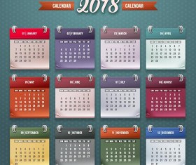 Desk Calendar 2018 green template vector material 04 free download