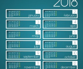 2018 calendar template blue vector material