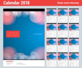 2018 company calendar template vector 01