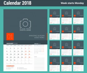 2018 company calendar template vector 02