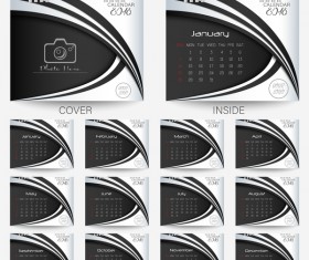 2018 desk calender cover with inside page template vector