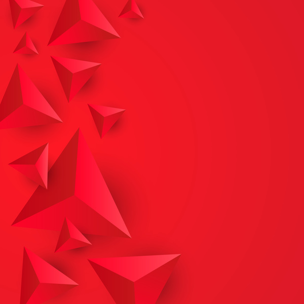 3D triangle red background vector