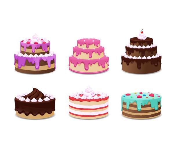 6 Kind cake illustration vector