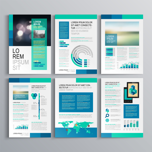 6 kind flyer with brochure cover vector