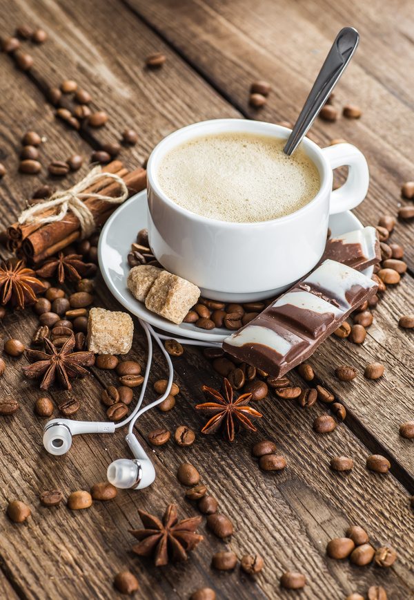 A cup of aromatic coffee and chocolate Stock Photo