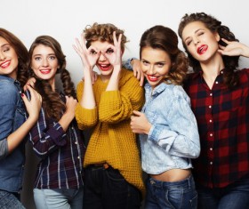 A group fashion lively and happy young girl Stock Photo 06