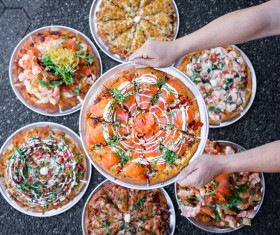 A variety of delicious pizza Stock Photo