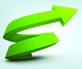 Abstract green 3D arrow background vector