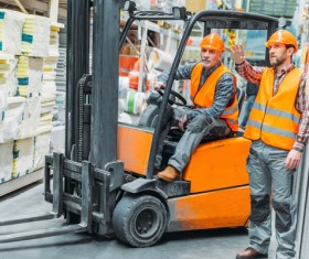 Administrators logistics warehouse forklift driver Stock Photo 02