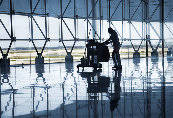 Airport cleaner Stock Photo