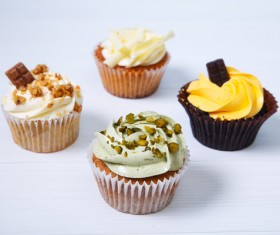 All kinds of taste cupcakes Stock Photo