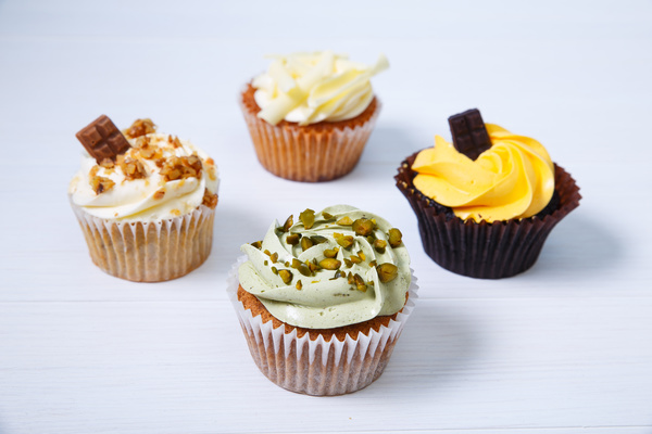 All kinds of taste cupcakes Stock Photo