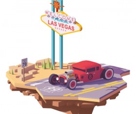 American hot rod car on the highway vector