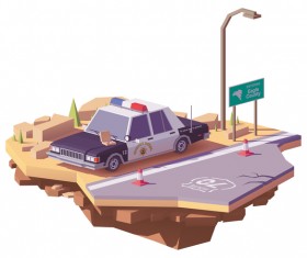 American police car on the highway vector