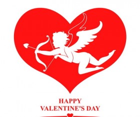 Amur heart with Valentine background vector