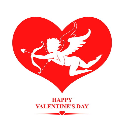 Amur heart with Valentine background vector